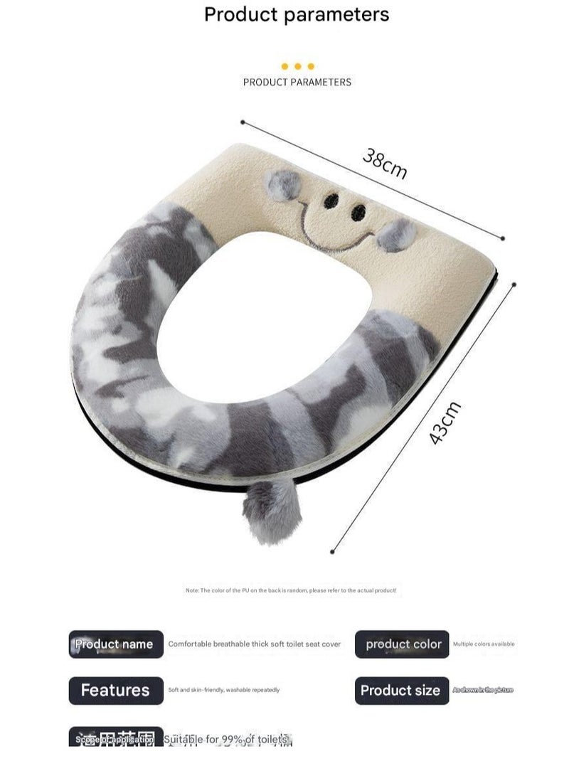 ايه ام غطاء مقعد المرحاض السميك للحمام، وسائد ناعمة ودافئة لمقعد المرحاض، غطاء مقعد المرحاض للحمام، حصيرة عالمية. غطاء مقعد المرحاض السميك المقاوم للماء القابل للغسل في الشتاء، بسحاب على شكل شبكة للمشاهير - Image 3