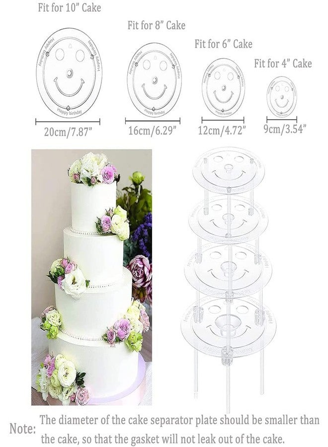 EBOCACB Smiley Plastic Cake Dowel Rods Set，12 Pcs White Plastic Cake Dowel Rods,12 Pcs Pieces Clear Cake Stacking and 4 Pcs Smiley Cake Separator Plates for 4, 6, 8, 10 Inch Cakes - Image 5