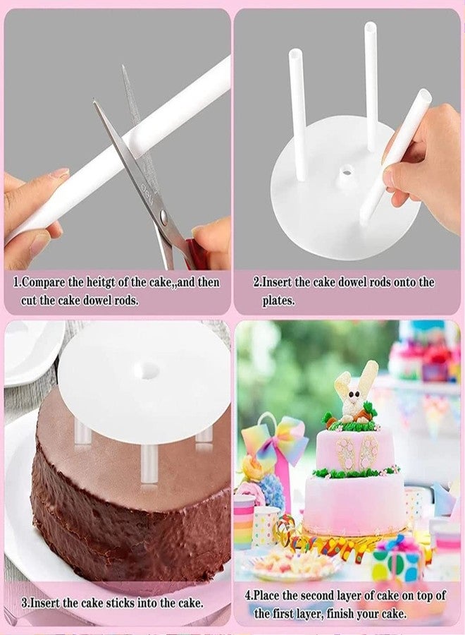 EBOCACB Smiley Plastic Cake Dowel Rods Set，12 Pcs White Plastic Cake Dowel Rods,12 Pcs Pieces Clear Cake Stacking and 4 Pcs Smiley Cake Separator Plates for 4, 6, 8, 10 Inch Cakes - Image 4