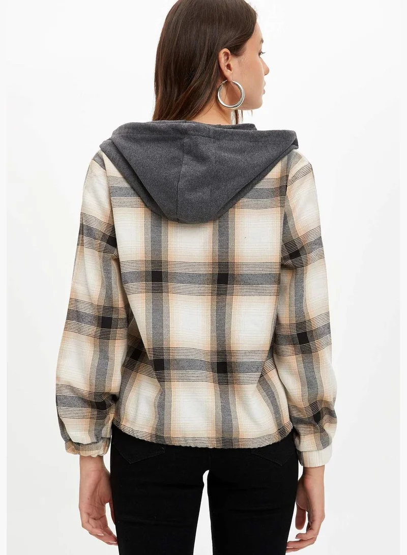 DeFacto Woman Woven Top Relax Fit Hooded Long Sleeve Blouse