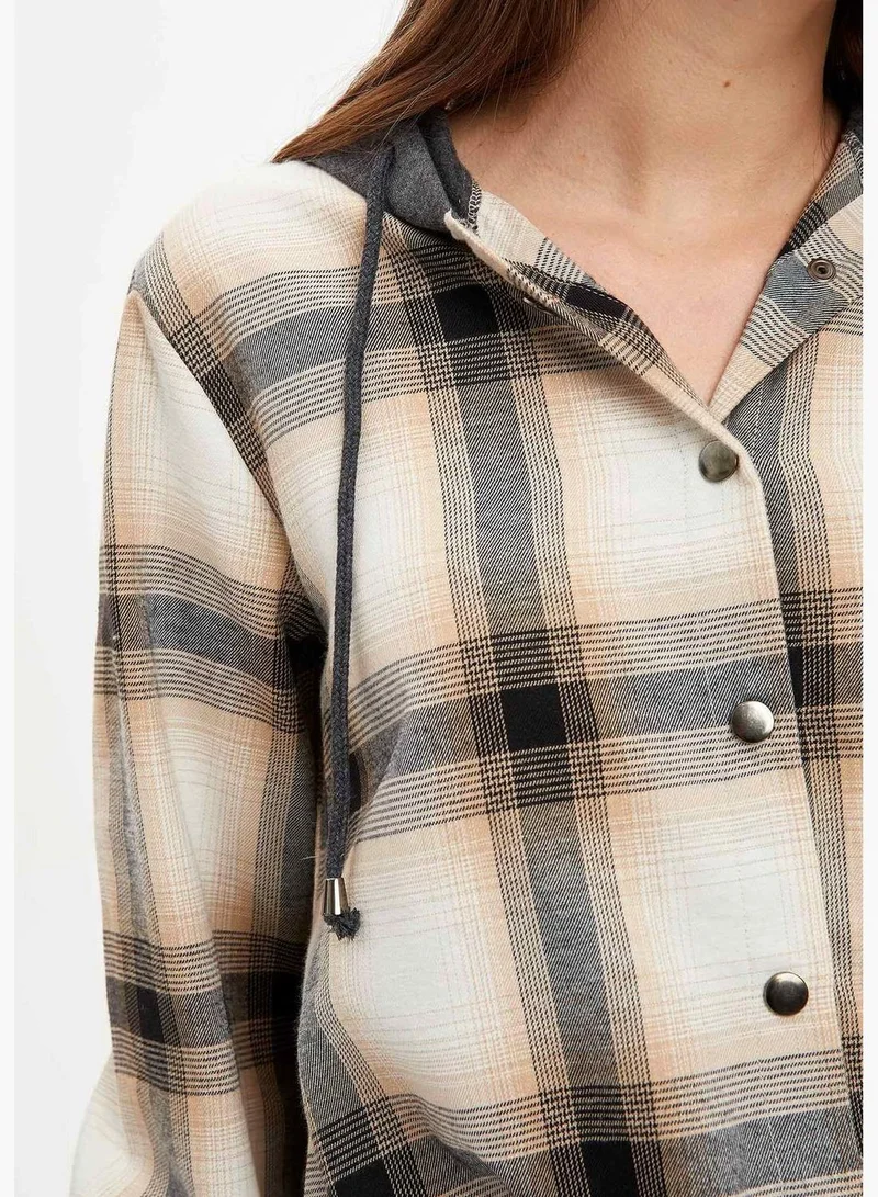 DeFacto Woman Woven Top Relax Fit Hooded Long Sleeve Blouse