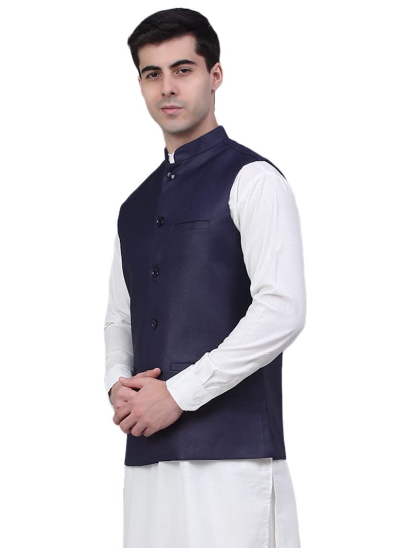 jompers سترة نهرو صلبة للرجال - سترة قطنية أنيقة - Image 3