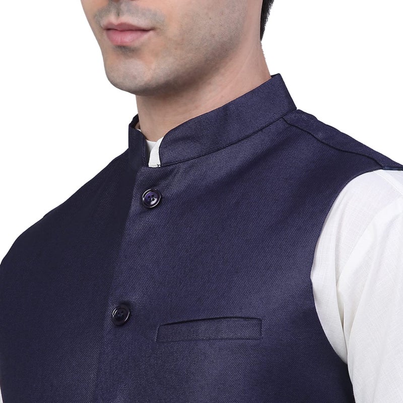 jompers سترة نهرو صلبة للرجال - سترة قطنية أنيقة - Image 5