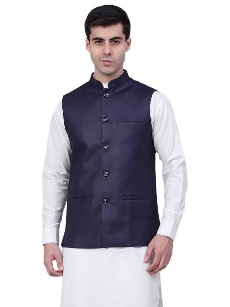 jompers سترة نهرو صلبة للرجال - سترة قطنية أنيقة - Image 1