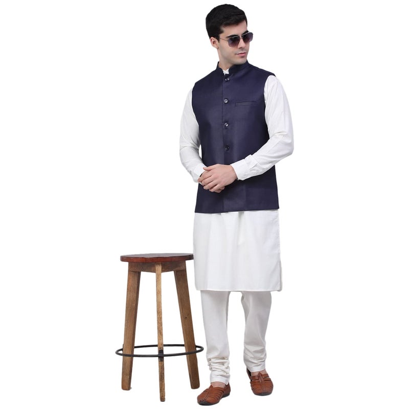 jompers سترة نهرو صلبة للرجال - سترة قطنية أنيقة - Image 4