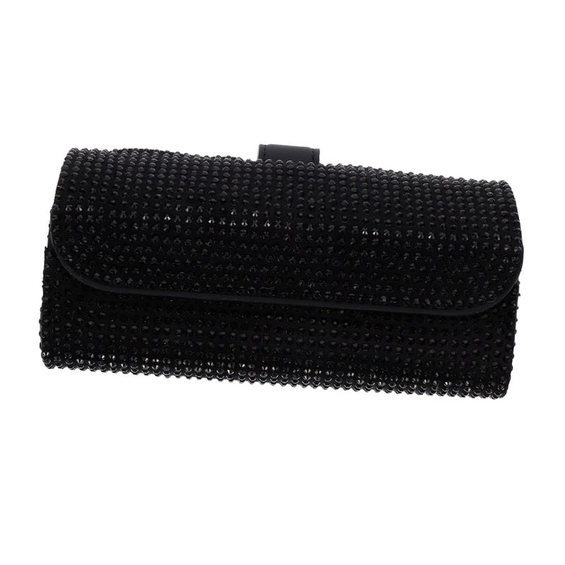 Automobile Glasses Clip Car Visor Sunglasses Holder Rhinestone Case Black - Image 2