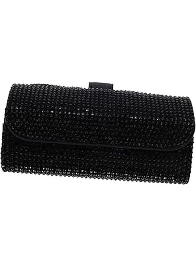 Automobile Glasses Clip Car Visor Sunglasses Holder Rhinestone Case Black - Image 1