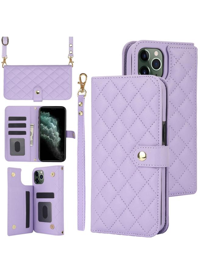 Zaboon Case For iPhone 11 Pro Crossbody Multifunction Rhombic Leather Phone Case - Image 1
