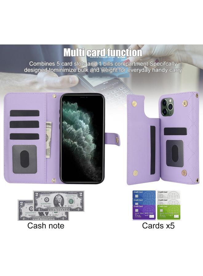 Zaboon Case For iPhone 11 Pro Crossbody Multifunction Rhombic Leather Phone Case - Image 4