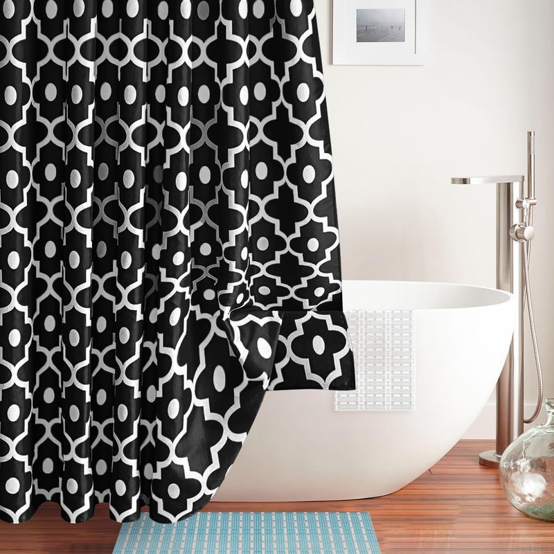 Biscaynebay Textured Fabric Shower Curtains for Bathroom 72" X 72", Black Morocco Pearl Printed Linen Modern Hotel Luxury Quality Cloth Bath Curtains Machine Washable - Image 5