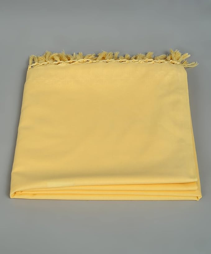 AKESHAVAM Handloom Bhagalpuri Blend of Cotton and Silk Soft Dull Andi Chadar (130 cm x 244 cm, Light Yellow) (Pack of 2) - Image 4