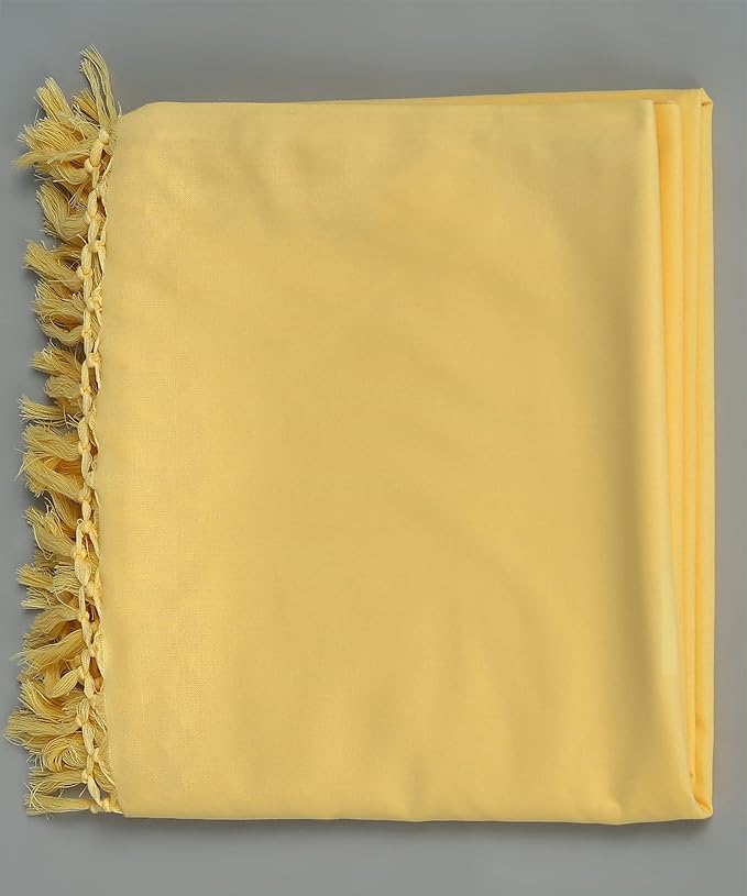 AKESHAVAM Handloom Bhagalpuri Blend of Cotton and Silk Soft Dull Andi Chadar (130 cm x 244 cm, Light Yellow) (Pack of 2) - Image 3