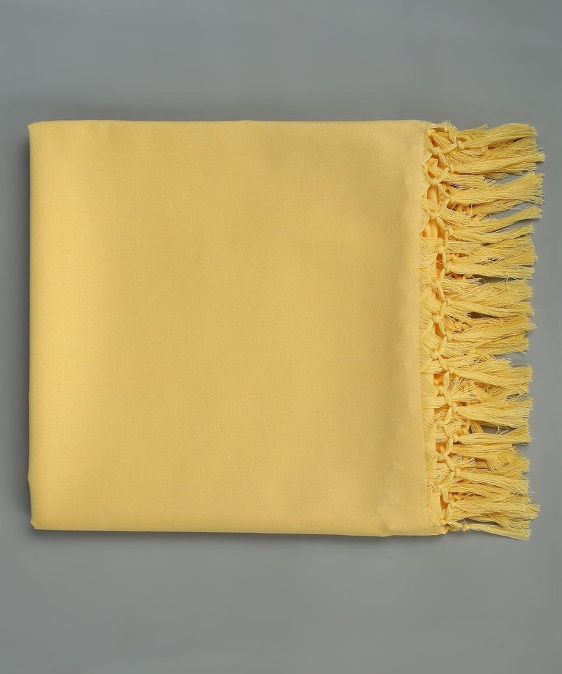 AKESHAVAM Handloom Bhagalpuri Blend of Cotton and Silk Soft Dull Andi Chadar (130 cm x 244 cm, Light Yellow) (Pack of 2) - Image 2
