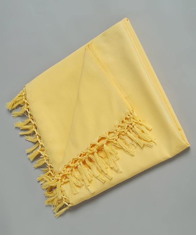 AKESHAVAM Handloom Bhagalpuri Blend of Cotton and Silk Soft Dull Andi Chadar (130 cm x 244 cm, Light Yellow) (Pack of 2) - Image 5