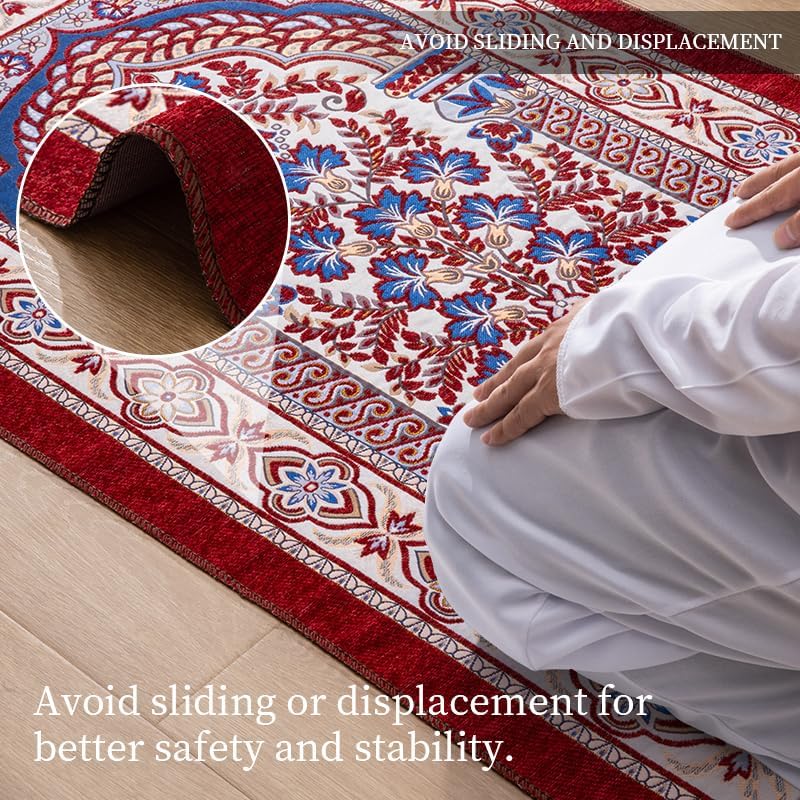 Rness Muslim Prayer Rugs with Carrying Bag Elegant Design Large Lightweight Polyester Prayer Mat, Prayer Mats for Praying Men and Women 70x120cm PR09 Brown - Image 5