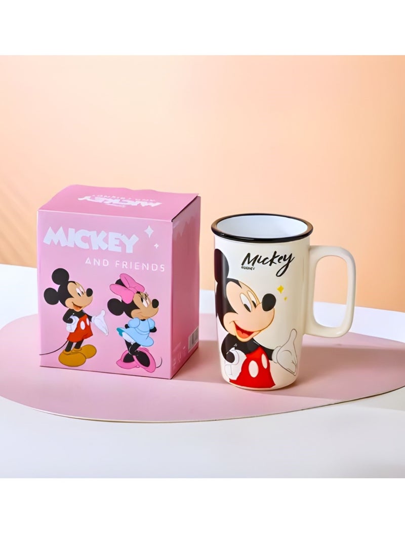 Disney Mickey Mouse Ceramic Mug with Gift Box | 500ml Cute Cartoon Coffee Cup for Kids & Adults | Mickey & Friends Design | Premium Quality Tea/Latte Mug | Perfect Gift - Image 1