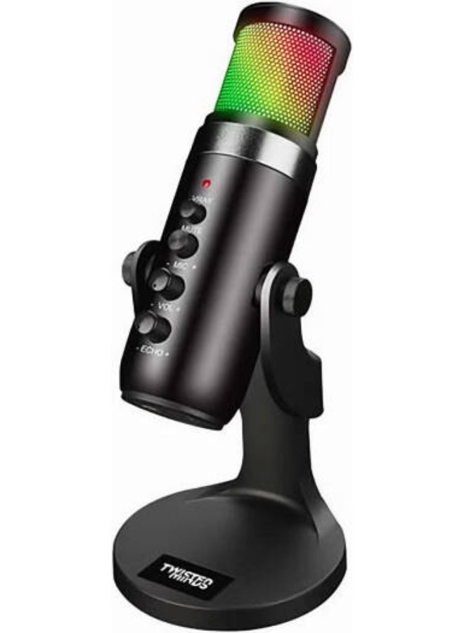 Twisted Minds W108 RGB Gaming Microphone - Audio with 48KHZ/16Bit Sampling Rate, Supports Mobile Phone, Computer, Cardioid Polar Pattern, RGB Lighting, Black | TM-W108 Black - Image 2