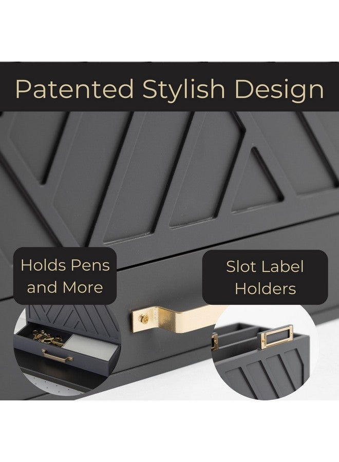 Blu Monaco Grey Desktop Mail Organizer Threetiered Featuring Gold Label Holders And A Drawer Stay Organized And Stylish With A Convenient Mail Holder Countertop Document Storage Home Or Office By Blu Monaco - Image 5