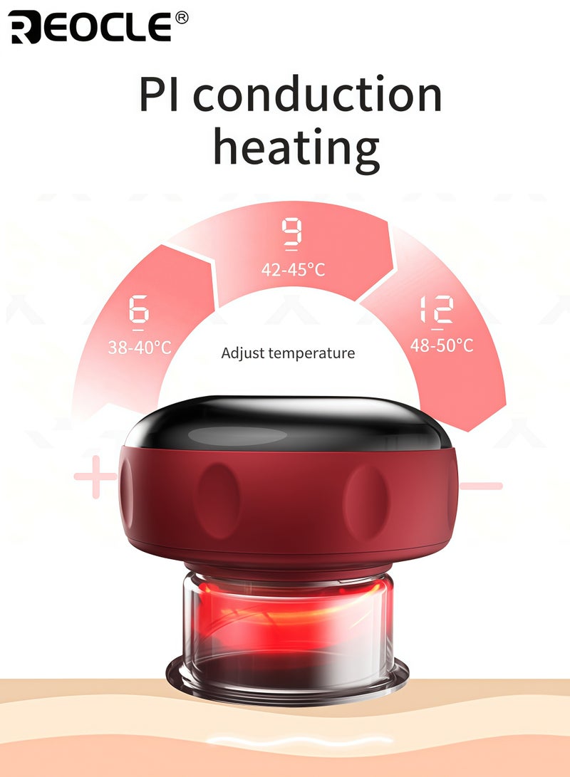 REOCLE 12-Speed Heating Scraping Massage Device with LED Display & Timing Function Ergonomic Home Muscle Relaxation Tool for Daily Relaxation & Comfort - Image 5