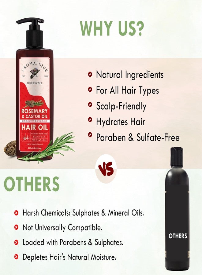 أروماتك زيت أروماتيك بالروزماري والخروع | مزيج معصور على البارد وخالٍ من الهكسان | زيت مغذي لشعر أقوى وعناية بفروة الرأس | 250 مل - Image 3
