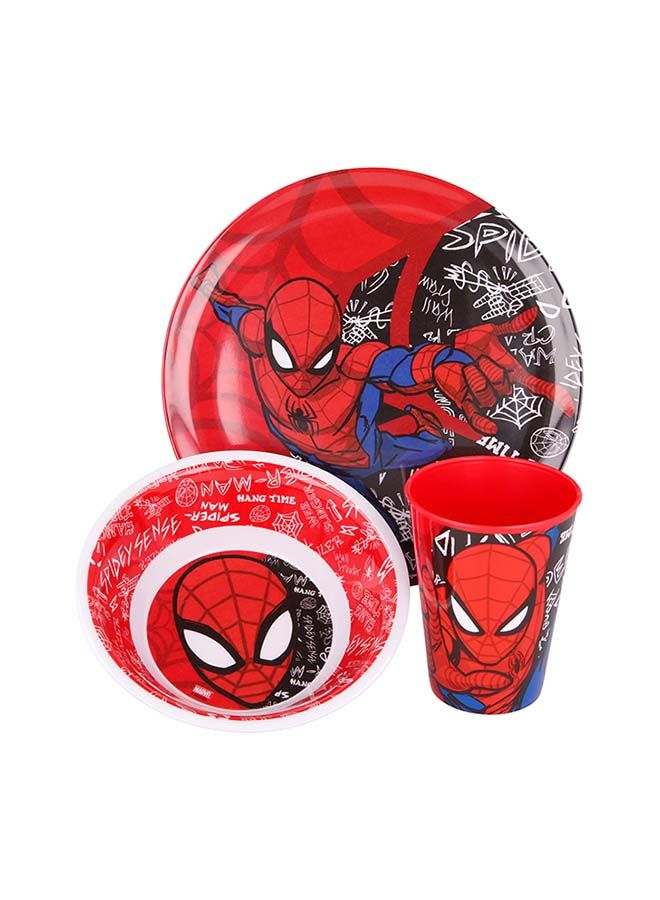 STOR 3-Piece Spiderman Urban Web Melamine Kids Dinner Set - Image 1