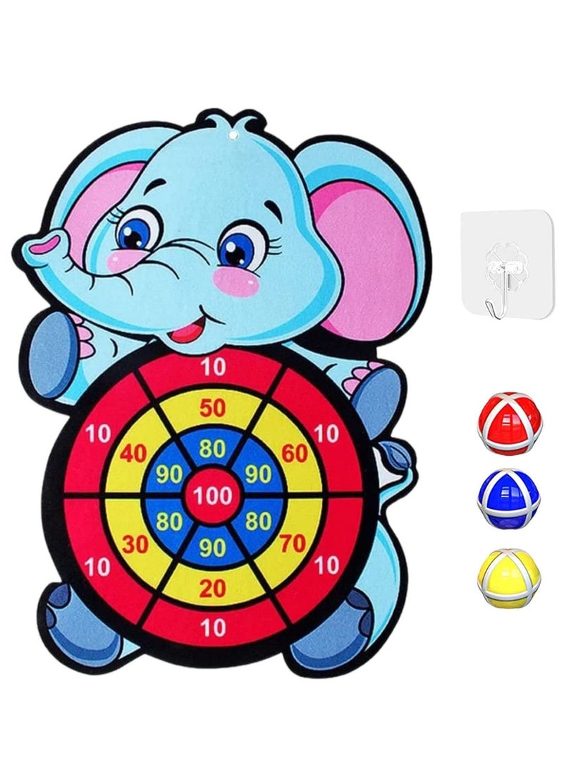 SYOSI Kids Dart Board Game, Foldable Kids Dart Board Set for Age 3-9 Children, Elephant Theme Dart Throwing Target with 3 Velcro Balls, Children Indoor Tossing Game Toys for Boys Girls Birthday Gifts - Image 1