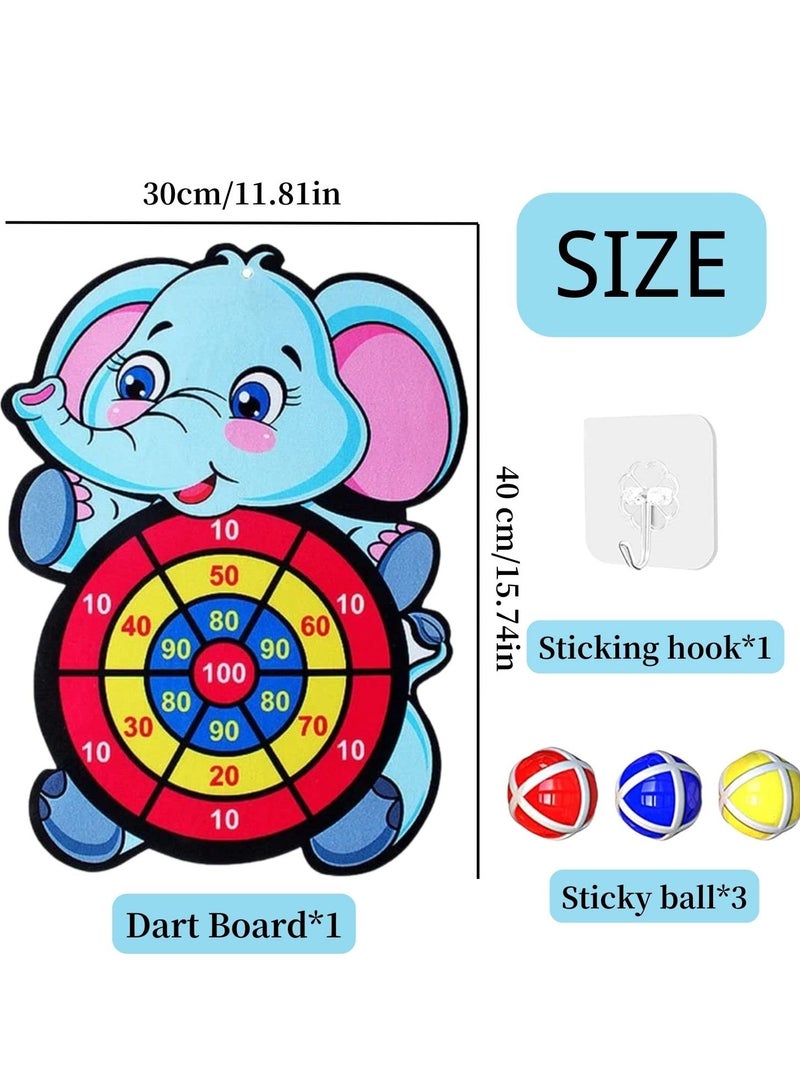 SYOSI Kids Dart Board Game, Foldable Kids Dart Board Set for Age 3-9 Children, Elephant Theme Dart Throwing Target with 3 Velcro Balls, Children Indoor Tossing Game Toys for Boys Girls Birthday Gifts - Image 5
