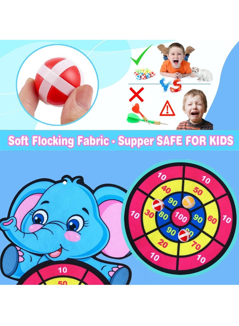 SYOSI Kids Dart Board Game, Foldable Kids Dart Board Set for Age 3-9 Children, Elephant Theme Dart Throwing Target with 3 Velcro Balls, Children Indoor Tossing Game Toys for Boys Girls Birthday Gifts - Image 3