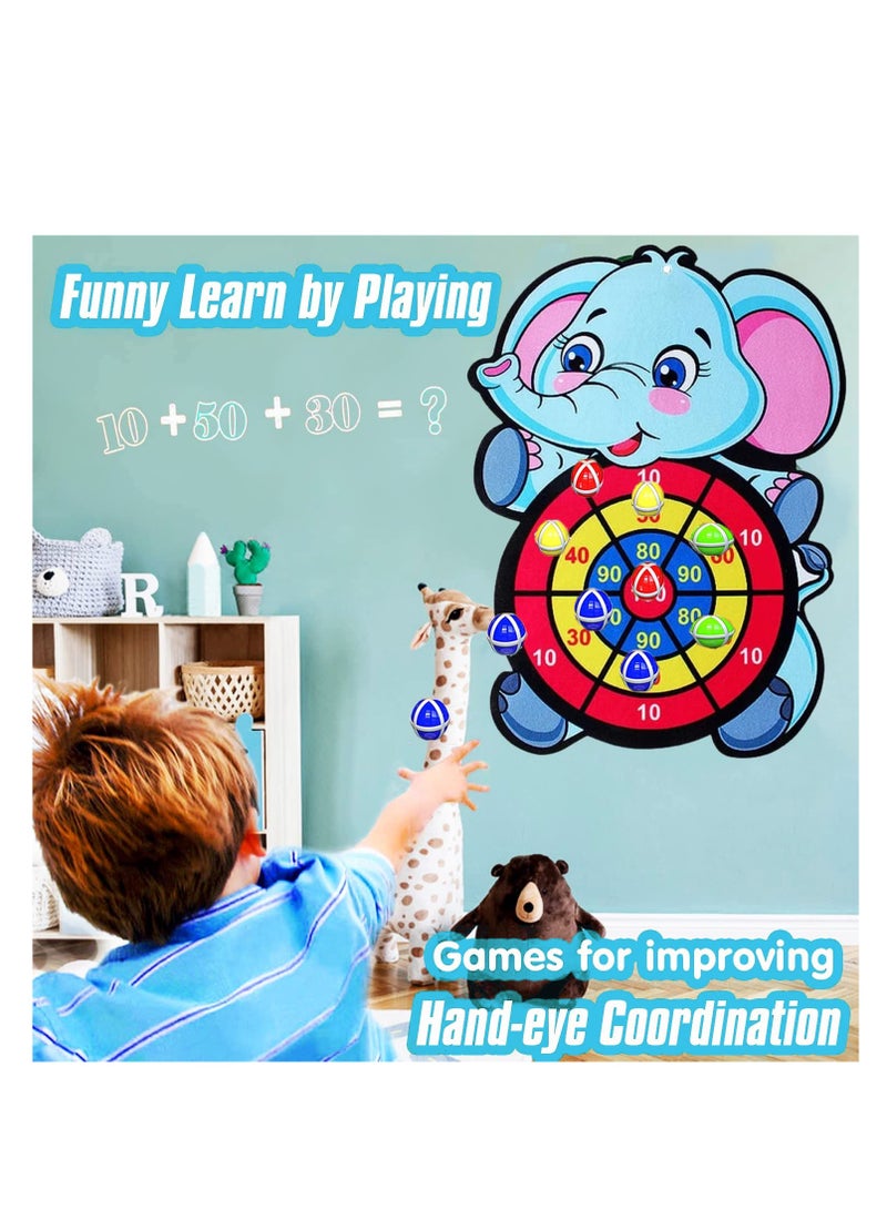 SYOSI Kids Dart Board Game, Foldable Kids Dart Board Set for Age 3-9 Children, Elephant Theme Dart Throwing Target with 3 Velcro Balls, Children Indoor Tossing Game Toys for Boys Girls Birthday Gifts - Image 2
