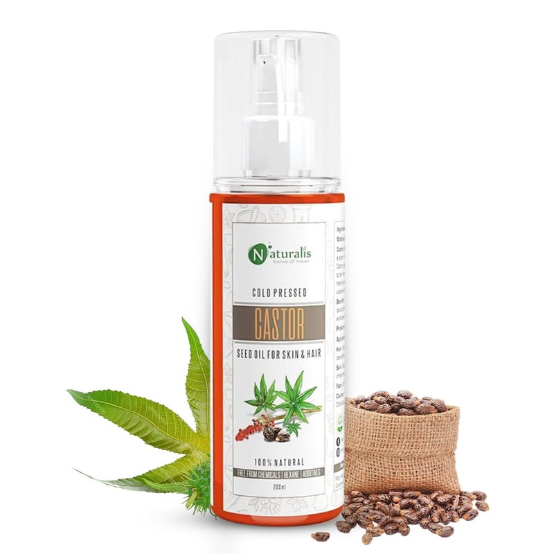 Naturalis Essence Of Nature Cold Pressed Castor Carrier Oil For Skin Lightening Pigmentation Stretch Marks Acne Scars Wrinkles Aging 200 Ml Castor Oil - Image 1