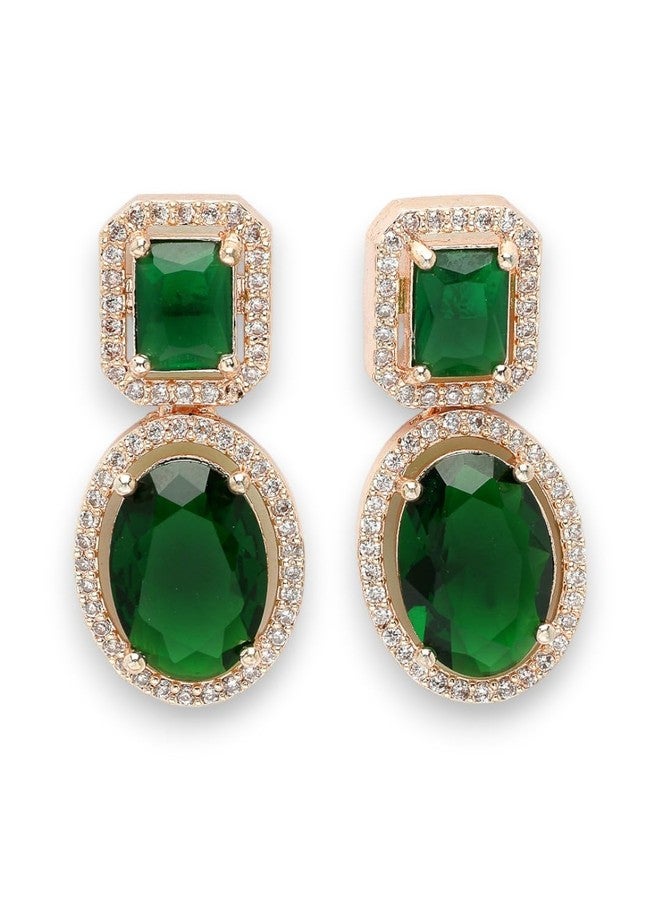 ADIVA Dual-Toned Rhodium-Plated American Diamond Handcrafted Western Drop Earrings Set for women, Traditional Stylish Jhumka for Girls Party, Wedding, Festive - Image 1