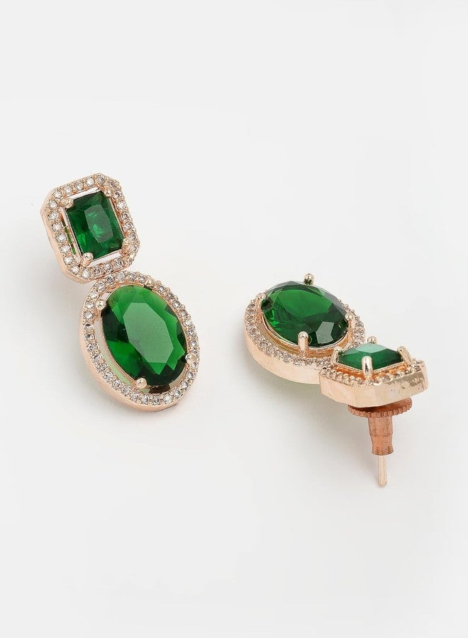 ADIVA Dual-Toned Rhodium-Plated American Diamond Handcrafted Western Drop Earrings Set for women, Traditional Stylish Jhumka for Girls Party, Wedding, Festive - Image 5