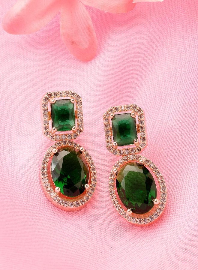 ADIVA Dual-Toned Rhodium-Plated American Diamond Handcrafted Western Drop Earrings Set for women, Traditional Stylish Jhumka for Girls Party, Wedding, Festive - Image 4