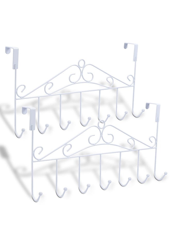 Over The Door Hooks Over The Door Towel Rack with 7 Coat Hooks for Hats Coats Towels Jackets Bags on Back of Bathroom Bedroom Closet Doors  - Image 1