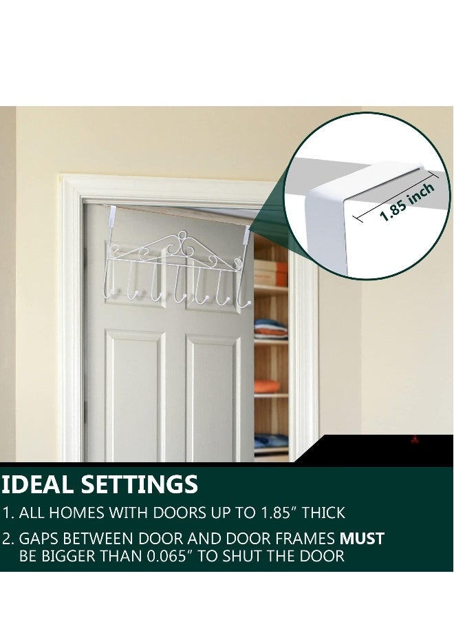 Over The Door Hooks Over The Door Towel Rack with 7 Coat Hooks for Hats Coats Towels Jackets Bags on Back of Bathroom Bedroom Closet Doors  - Image 2