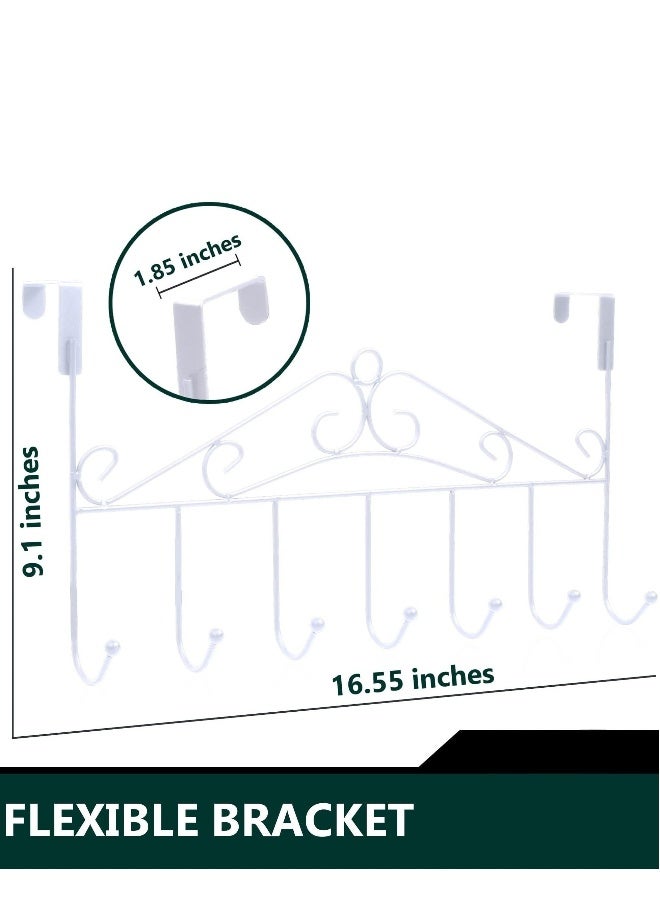 Over The Door Hooks Over The Door Towel Rack with 7 Coat Hooks for Hats Coats Towels Jackets Bags on Back of Bathroom Bedroom Closet Doors  - Image 3