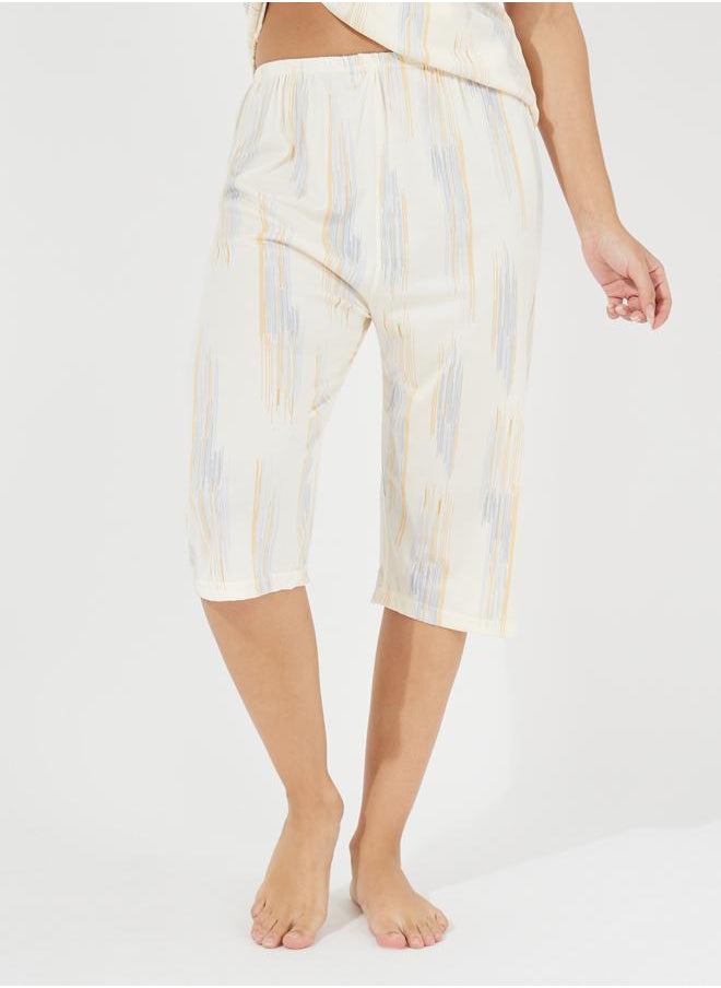 Take Two Take Two Printed Round Neck T-Shirt and Capri Pyjama Set  - Image 5