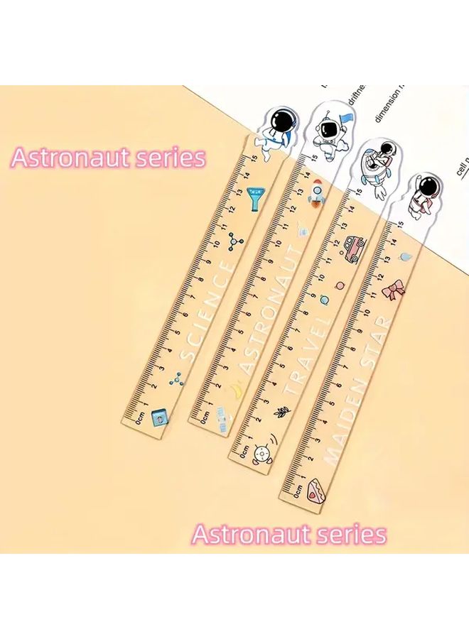 4pcs Astronaut Cartoon Rulers Set 5.91 Inch Plastic Drawing Measuring Tools - Image 1
