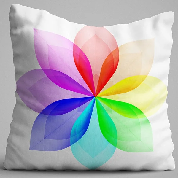 كانغو هوم White Multicolor Passion Flower Patterned Digital Printed Double Sided Throw Pillow Cover - Otyk621-Ct