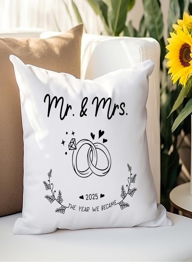 M-Qizi Mr and Mrs Wedding Gifts Pillow Covers 18x18, Wedding Gifts for Couples 2025 Newlyweds Bride Groom, Newly Wed Gifts for The Couple, Just Married Gifts, Couples Pillow Covers - Image 3