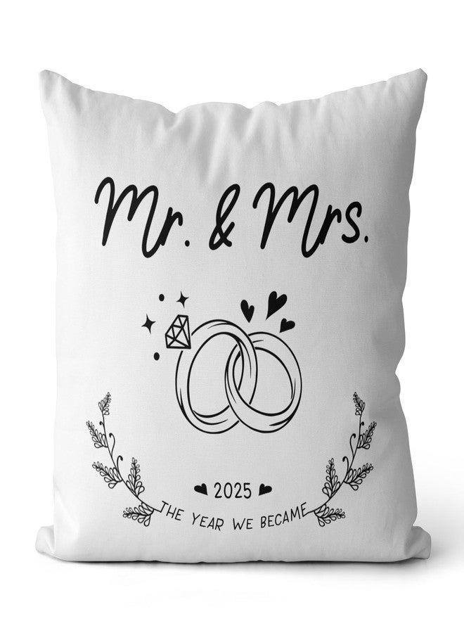 M-Qizi Mr and Mrs Wedding Gifts Pillow Covers 18x18, Wedding Gifts for Couples 2025 Newlyweds Bride Groom, Newly Wed Gifts for The Couple, Just Married Gifts, Couples Pillow Covers - Image 1