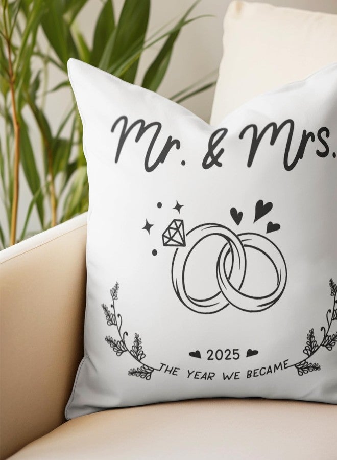 M-Qizi Mr and Mrs Wedding Gifts Pillow Covers 18x18, Wedding Gifts for Couples 2025 Newlyweds Bride Groom, Newly Wed Gifts for The Couple, Just Married Gifts, Couples Pillow Covers - Image 4