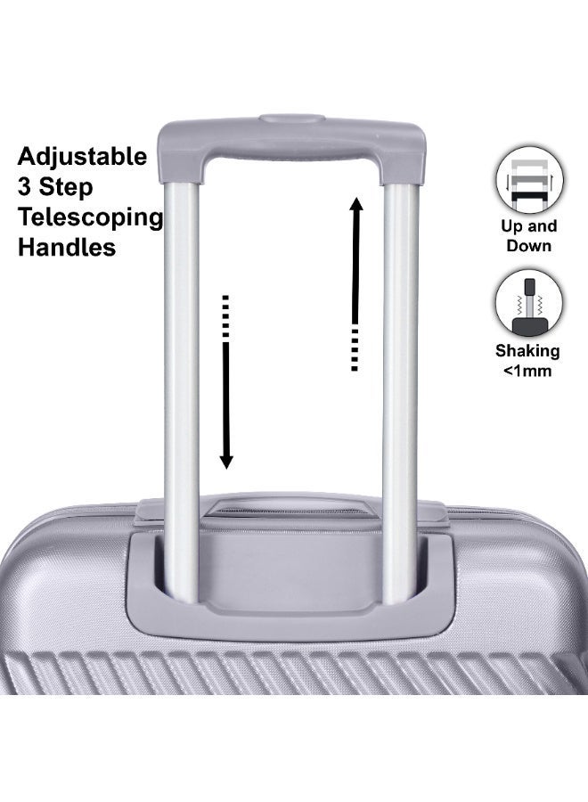 SENATOR Hard Case Suitcases Trolley Luggage Set For Unisex ABS Lightweight Travel Bags with 4 Spinner Wheels KH1065 Silver White - Image 5