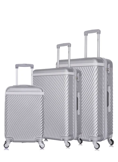 SENATOR Hard Case Suitcases Trolley Luggage Set For Unisex ABS Lightweight Travel Bags with 4 Spinner Wheels KH1065 Silver White