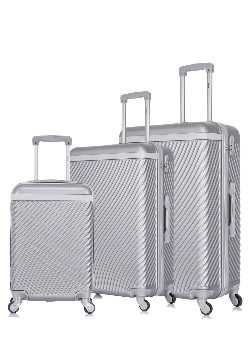 SENATOR Hard Case Suitcases Trolley Luggage Set For Unisex ABS Lightweight Travel Bags with 4 Spinner Wheels KH1065 Silver White