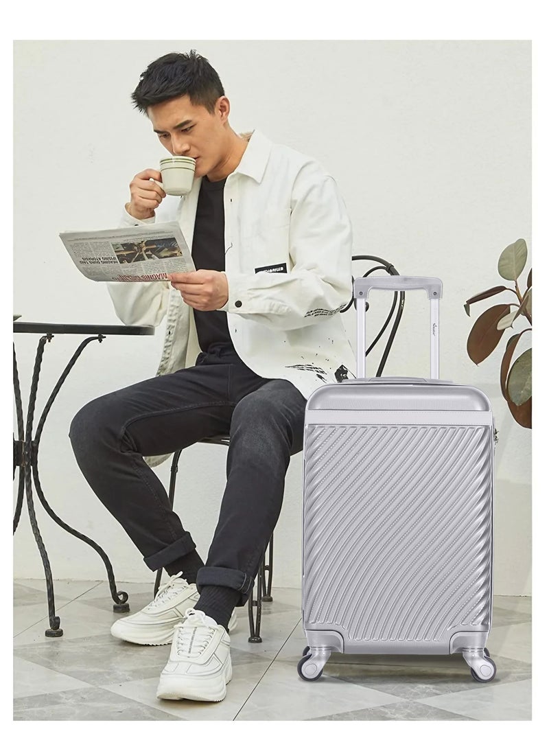 SENATOR Hard Case Suitcases Trolley Luggage Set For Unisex ABS Lightweight Travel Bags with 4 Spinner Wheels KH1065 Silver White - Image 2
