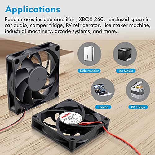 Wathai DC 12V Cooler Case Fan 70mm x 70mm x 15mm 2Pin Brushless Cooling Fan High Performance 2Pack - Image 4
