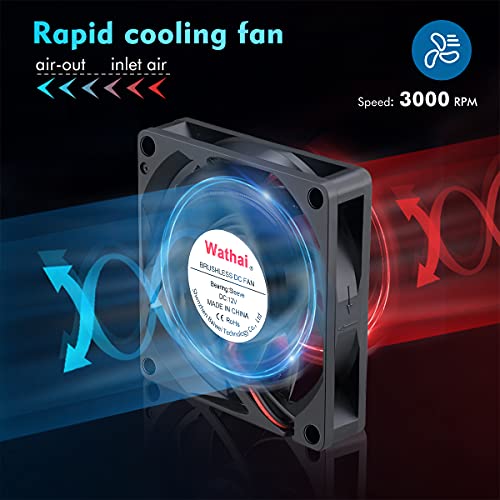 Wathai DC 12V Cooler Case Fan 70mm x 70mm x 15mm 2Pin Brushless Cooling Fan High Performance 2Pack - Image 3