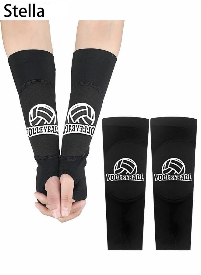 STELLA 1 Pair Volleyball Arm Sleeves Youth Padded Forearm Sleeves Passing Hitting Forearm Sleeves with Protection Pads and Thumb Hole Padded Volleyball Sleeves  - Image 1