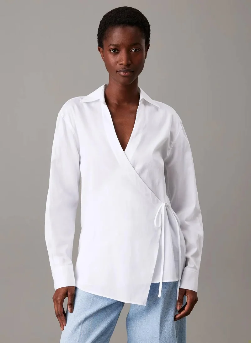 Relaxed Poplin Wrap Shirt